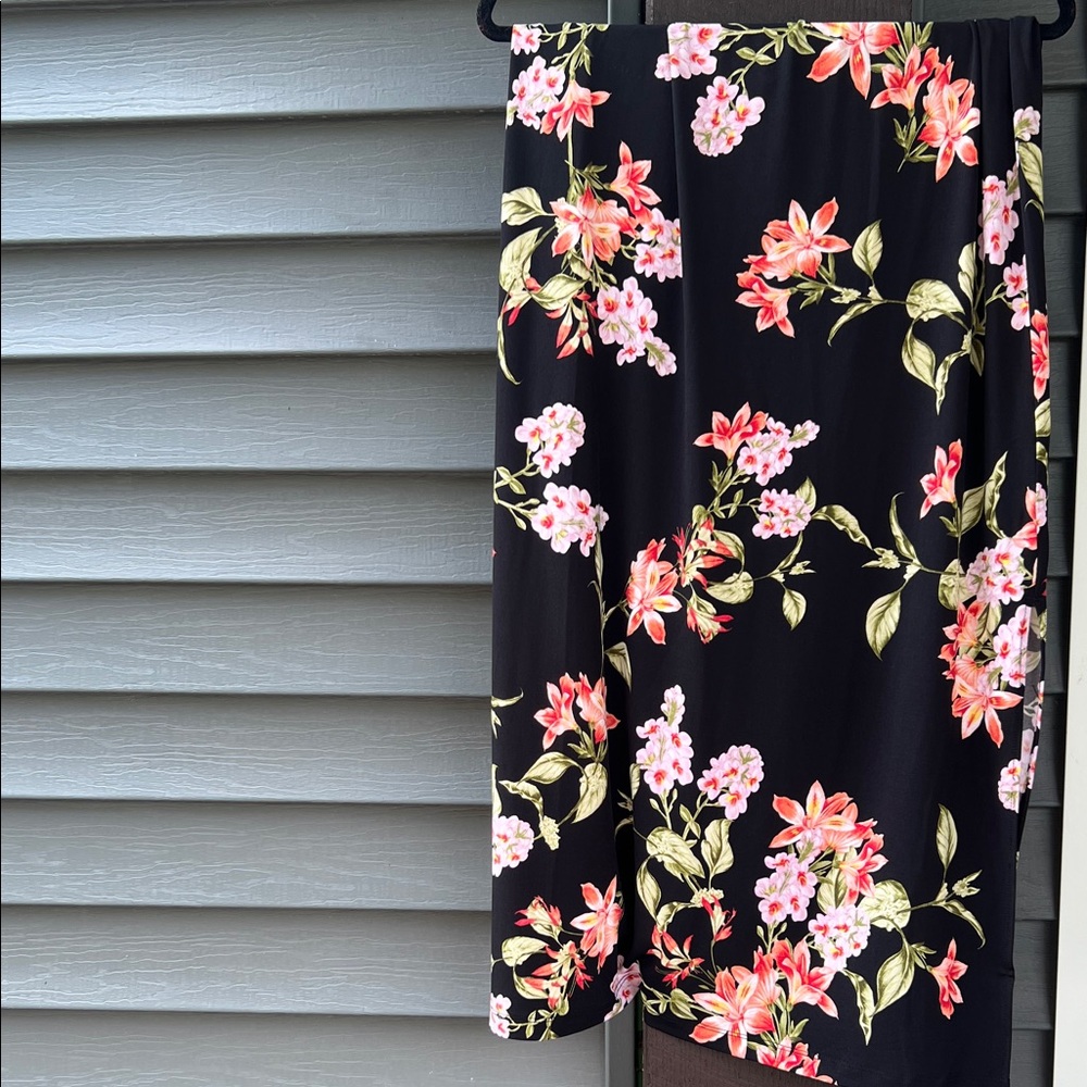 Floral Black Skirt